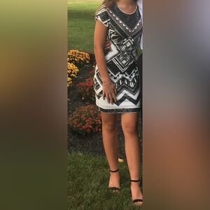 Black and White Geometric Sequin Dress